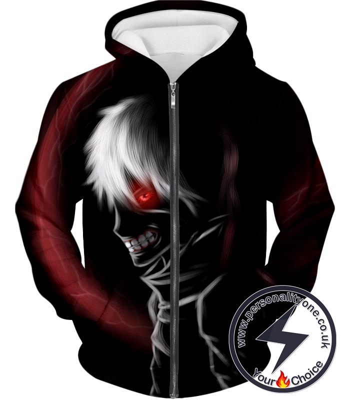 Tokyo Ghoul One Eyed Ken Kaneki Awesome Black Zip Up Hoodie